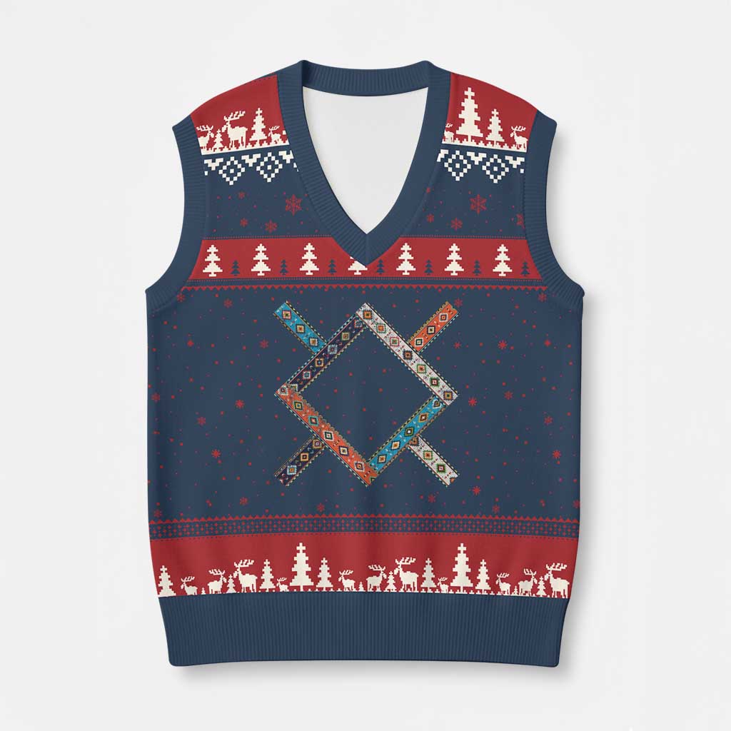 Northern Cheyenne Tribe Flag Montana Tribal Pattern V-Neck Knit Sweater Vest