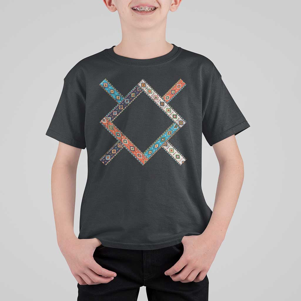 Northern Cheyenne Tribe Flag Montana Tribal Pattern T Shirt For Kid