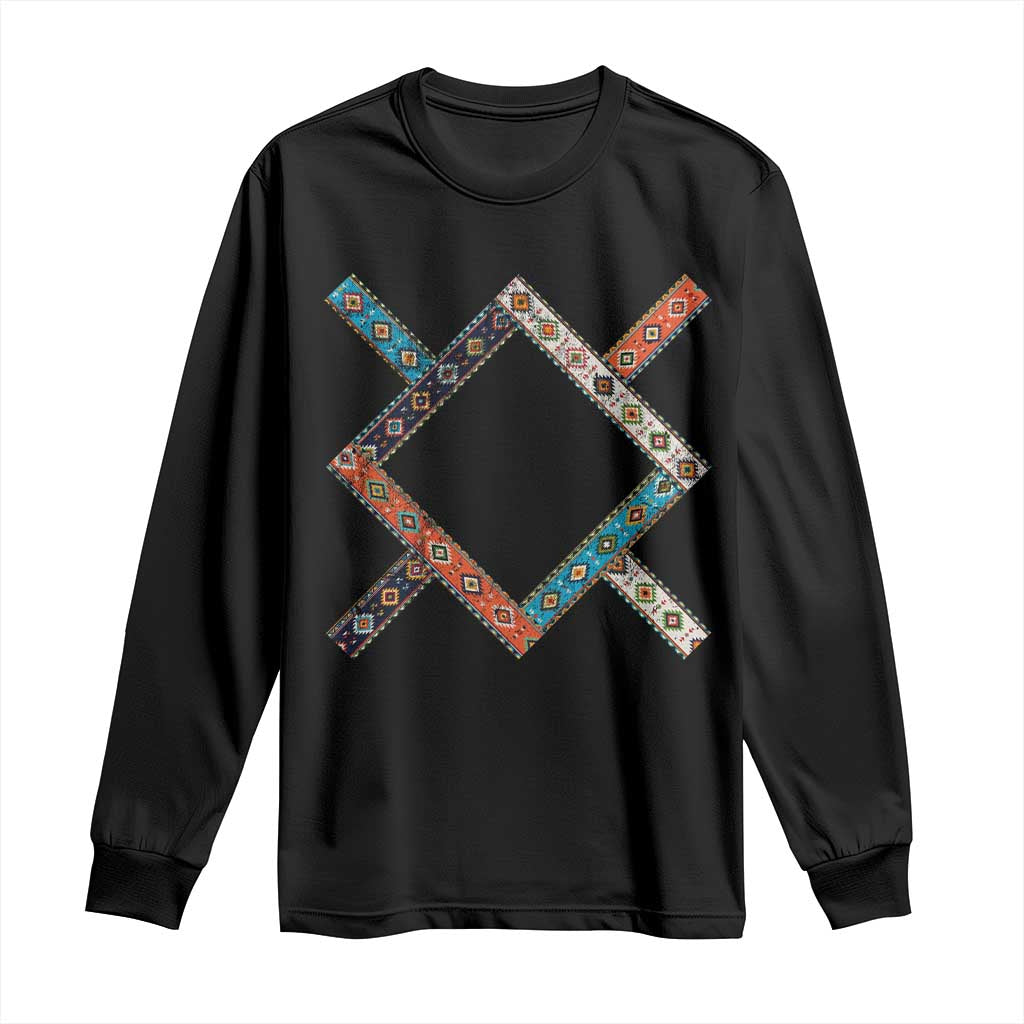 Northern Cheyenne Tribe Flag Montana Tribal Pattern Long Sleeve Shirt