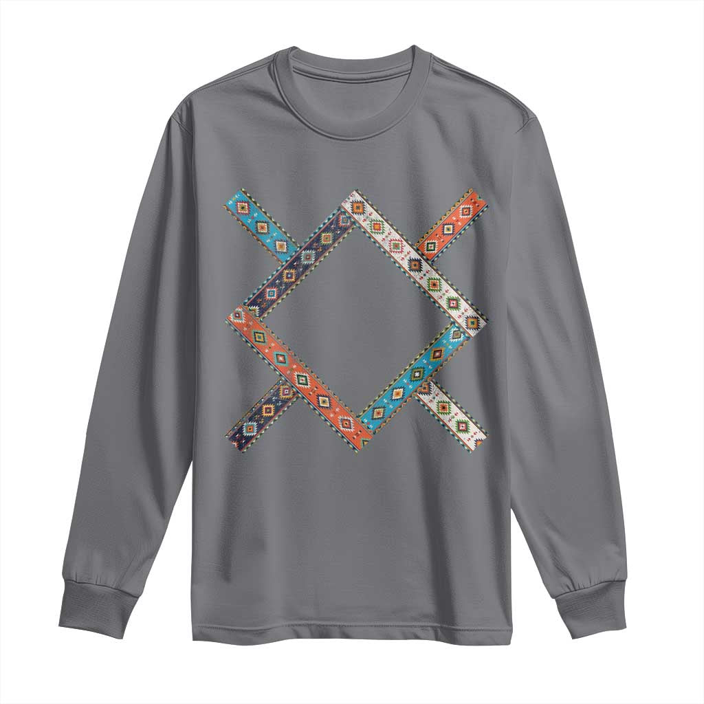 Northern Cheyenne Tribe Flag Montana Tribal Pattern Long Sleeve Shirt