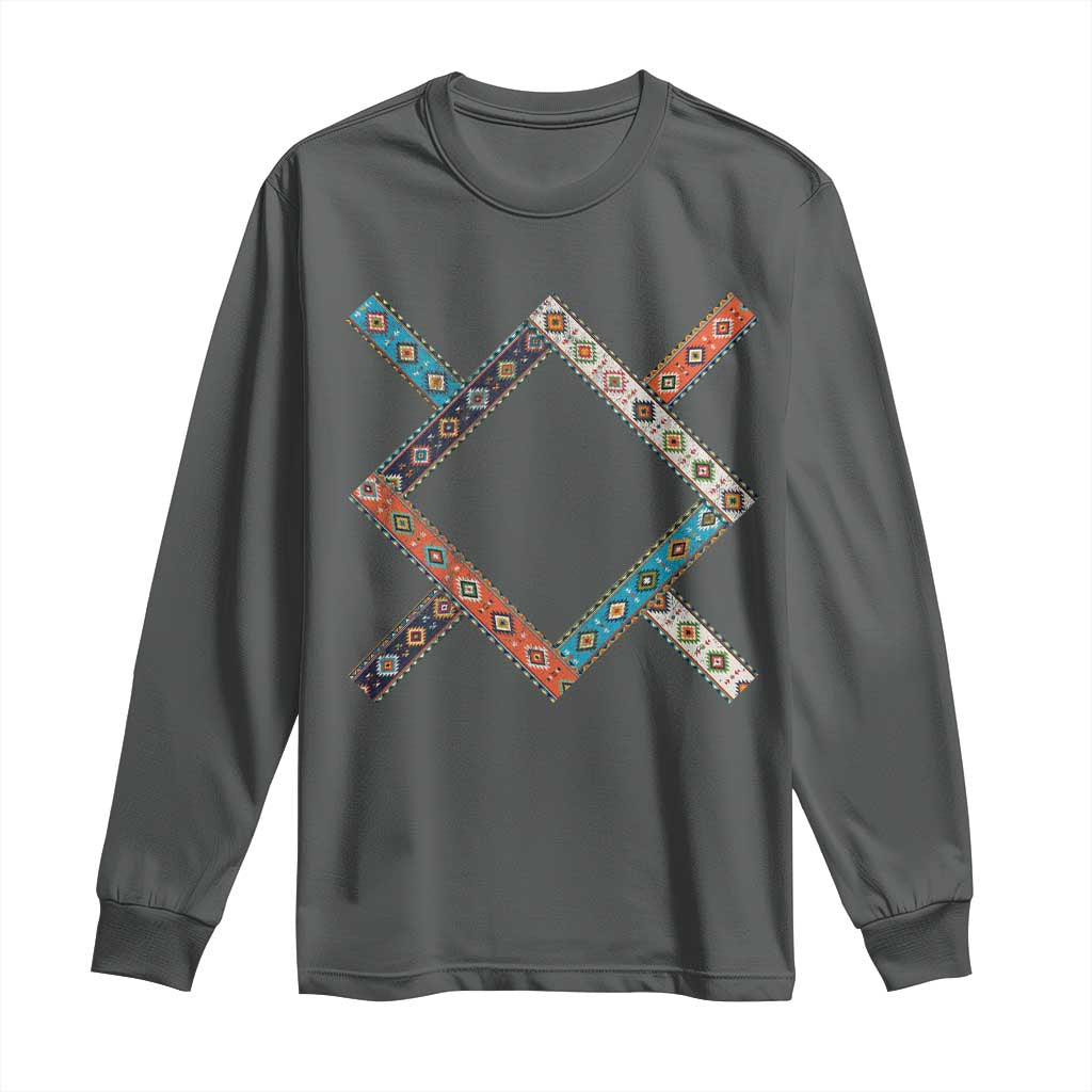 Northern Cheyenne Tribe Flag Montana Tribal Pattern Long Sleeve Shirt