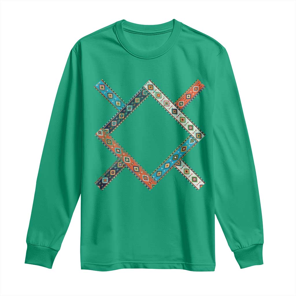 Northern Cheyenne Tribe Flag Montana Tribal Pattern Long Sleeve Shirt