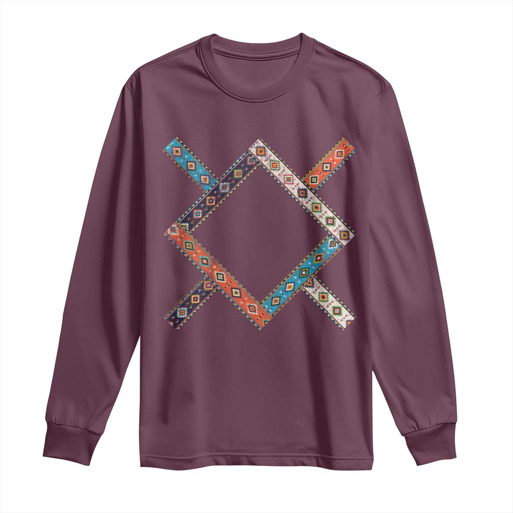 Northern Cheyenne Tribe Flag Montana Tribal Pattern Long Sleeve Shirt