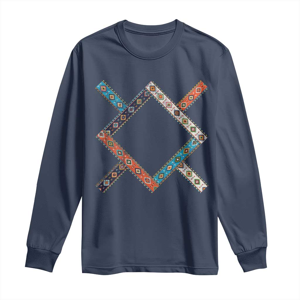Northern Cheyenne Tribe Flag Montana Tribal Pattern Long Sleeve Shirt