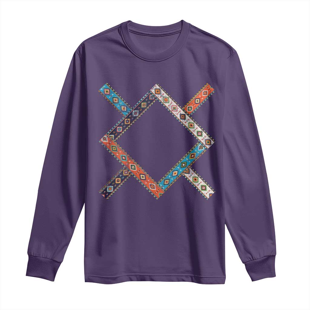 Northern Cheyenne Tribe Flag Montana Tribal Pattern Long Sleeve Shirt