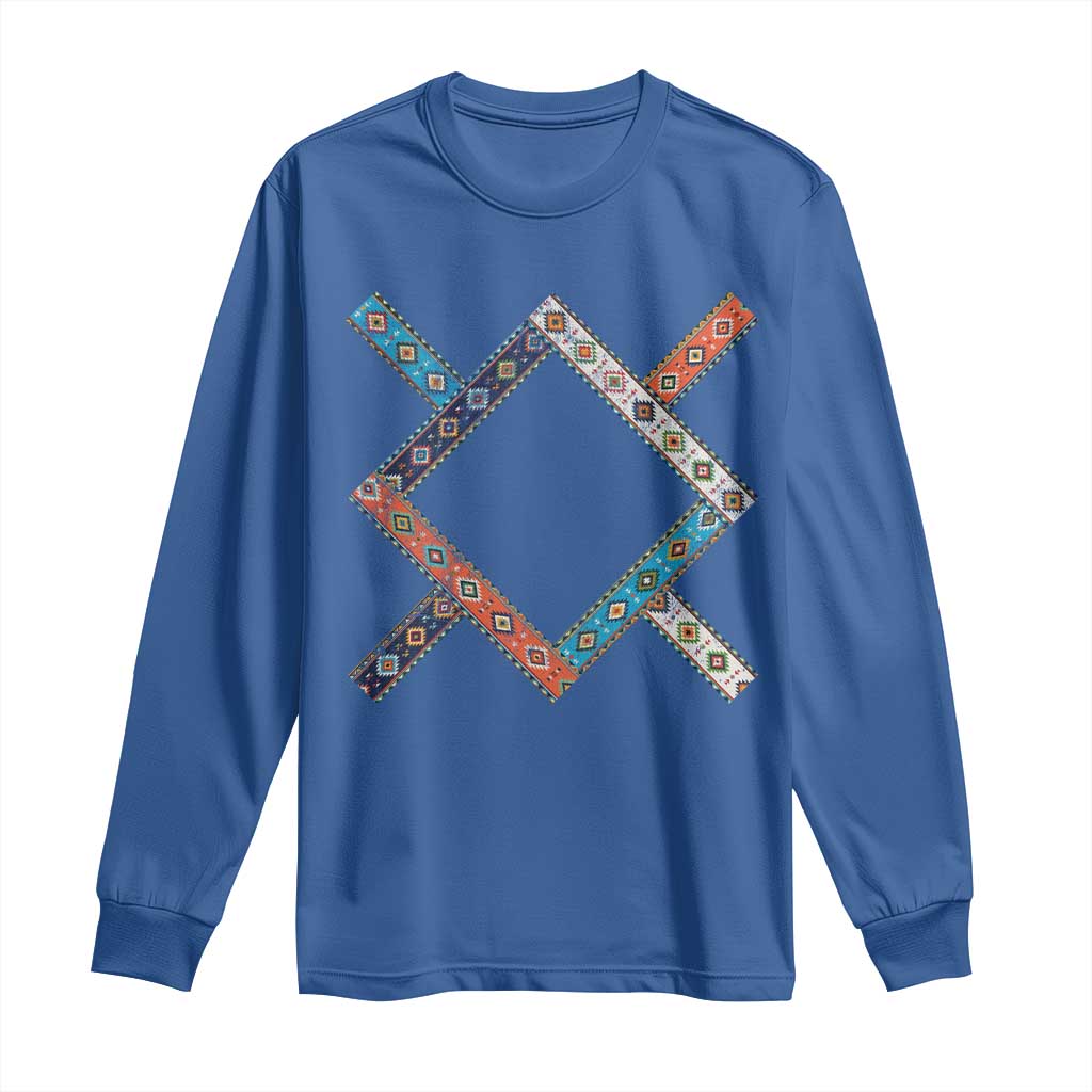 Northern Cheyenne Tribe Flag Montana Tribal Pattern Long Sleeve Shirt