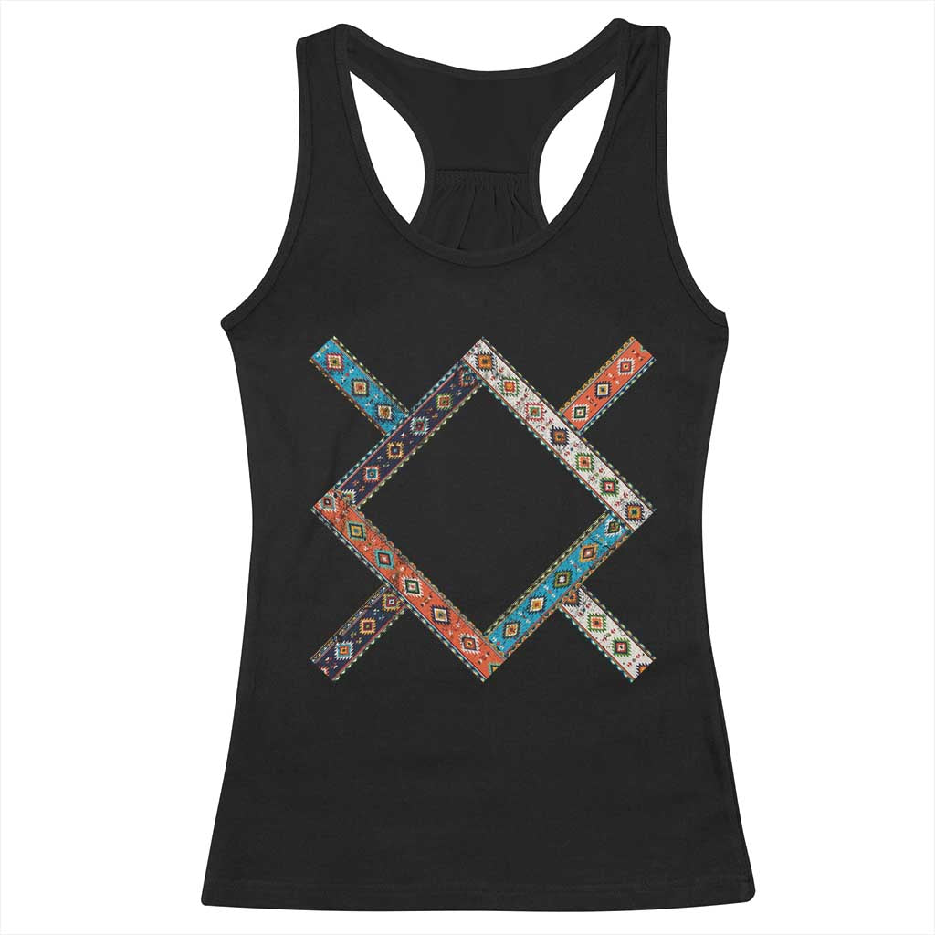 Northern Cheyenne Tribe Flag Montana Tribal Pattern Racerback Tank Top