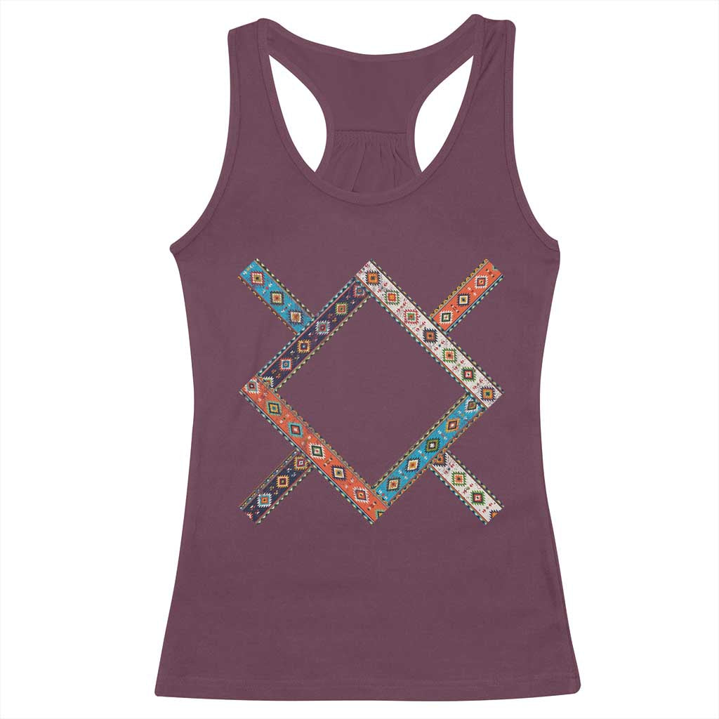 Northern Cheyenne Tribe Flag Montana Tribal Pattern Racerback Tank Top