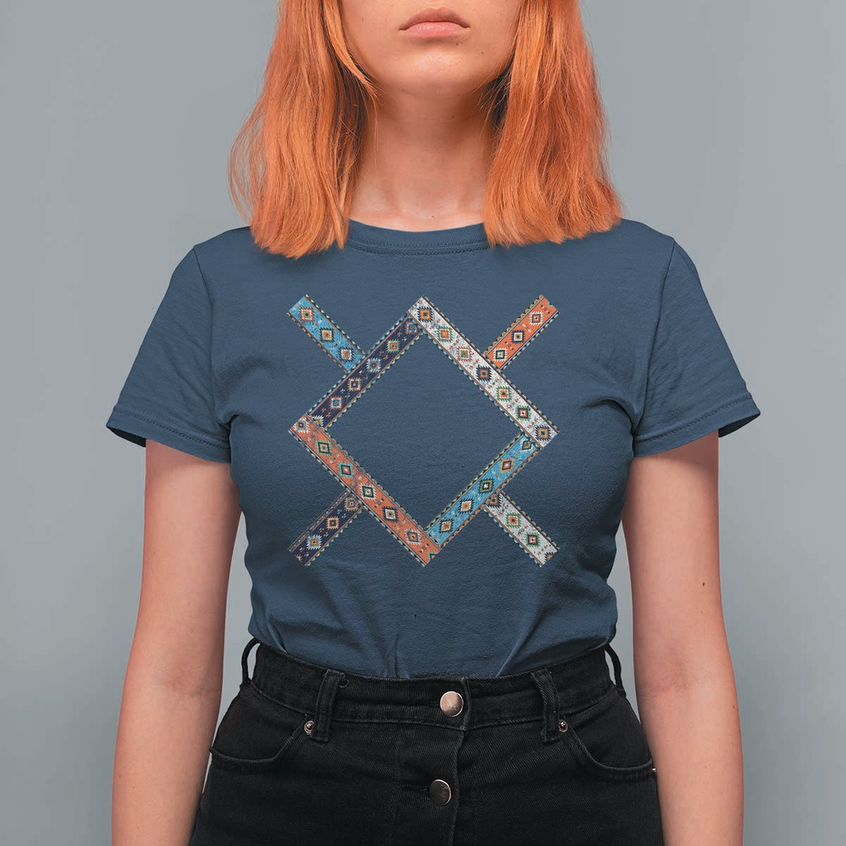 Northern Cheyenne Tribe Flag Montana Tribal Pattern T Shirt For Women