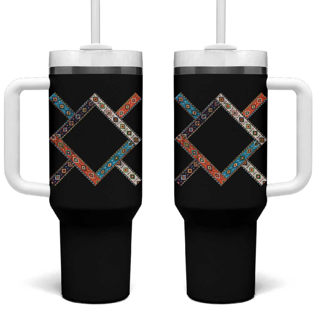 Northern Cheyenne Tribe Flag Montana Tribal Pattern Tumbler With Handle