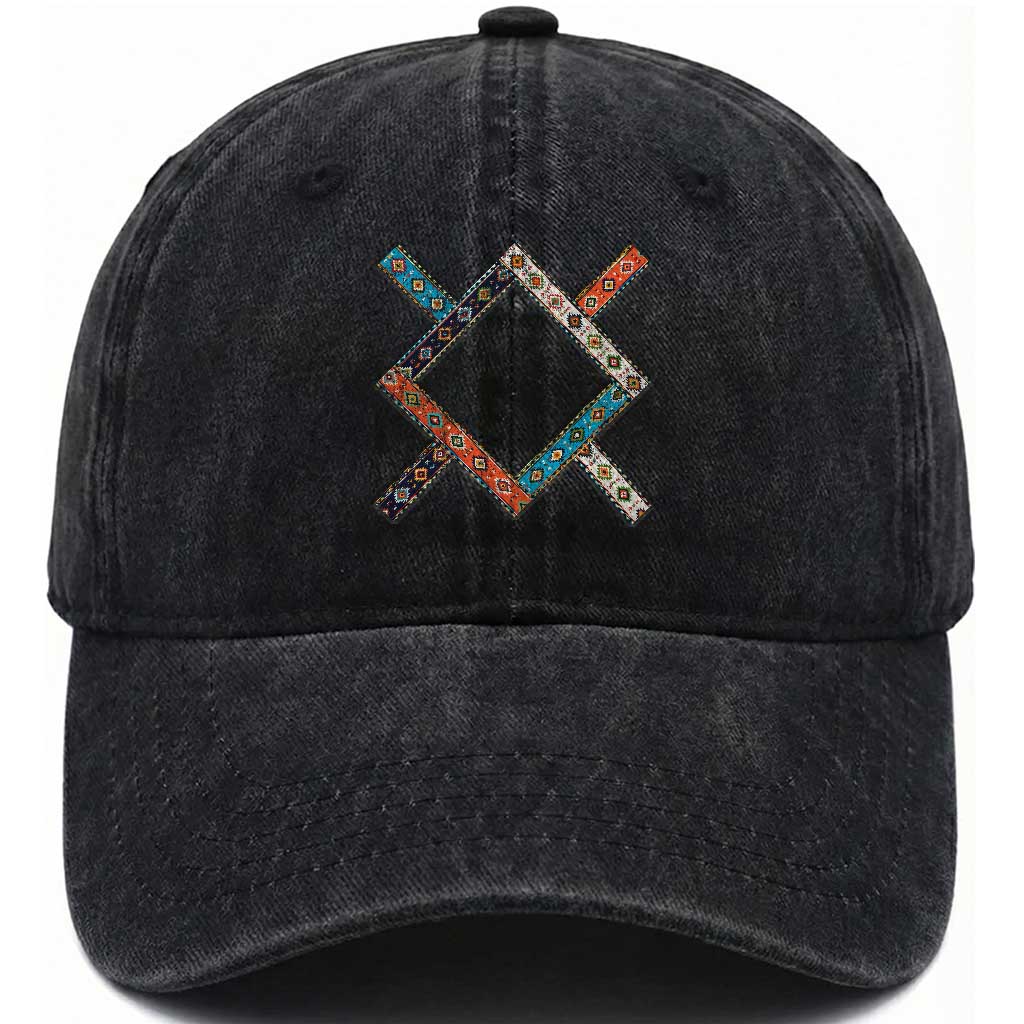 Northern Cheyenne Tribe Flag Montana Tribal Pattern Washed Cotton Baseball Cap