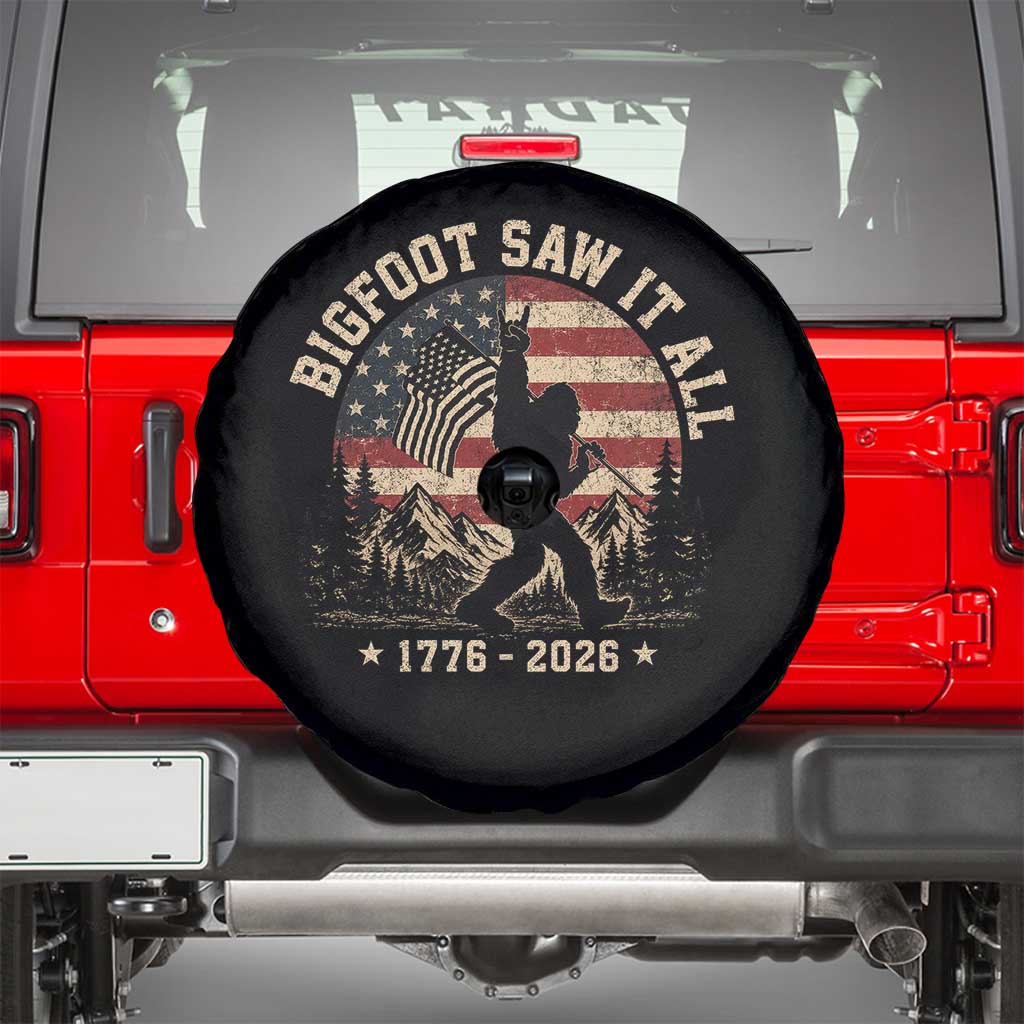 Bigfoot Saw It All 250 Years 1776 2026 4th of July Spare Tire Cover