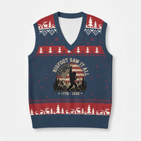 Bigfoot Saw It All 250 Years 1776 2026 4th of July V-Neck Knit Sweater Vest
