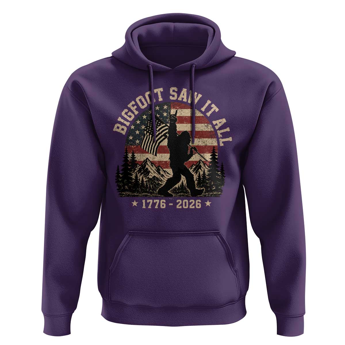 Bigfoot Saw It All 250 Years 1776 2026 4th of July Hoodie
