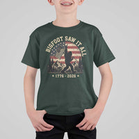 Bigfoot Saw It All 250 Years 1776 2026 4th of July T Shirt For Kid