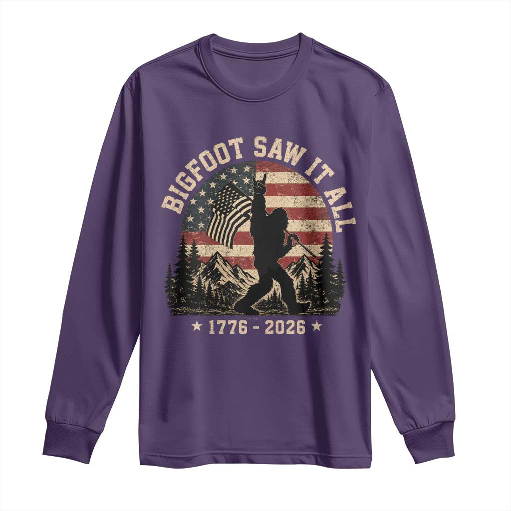 Bigfoot Saw It All 250 Years 1776 2026 4th of July Long Sleeve Shirt
