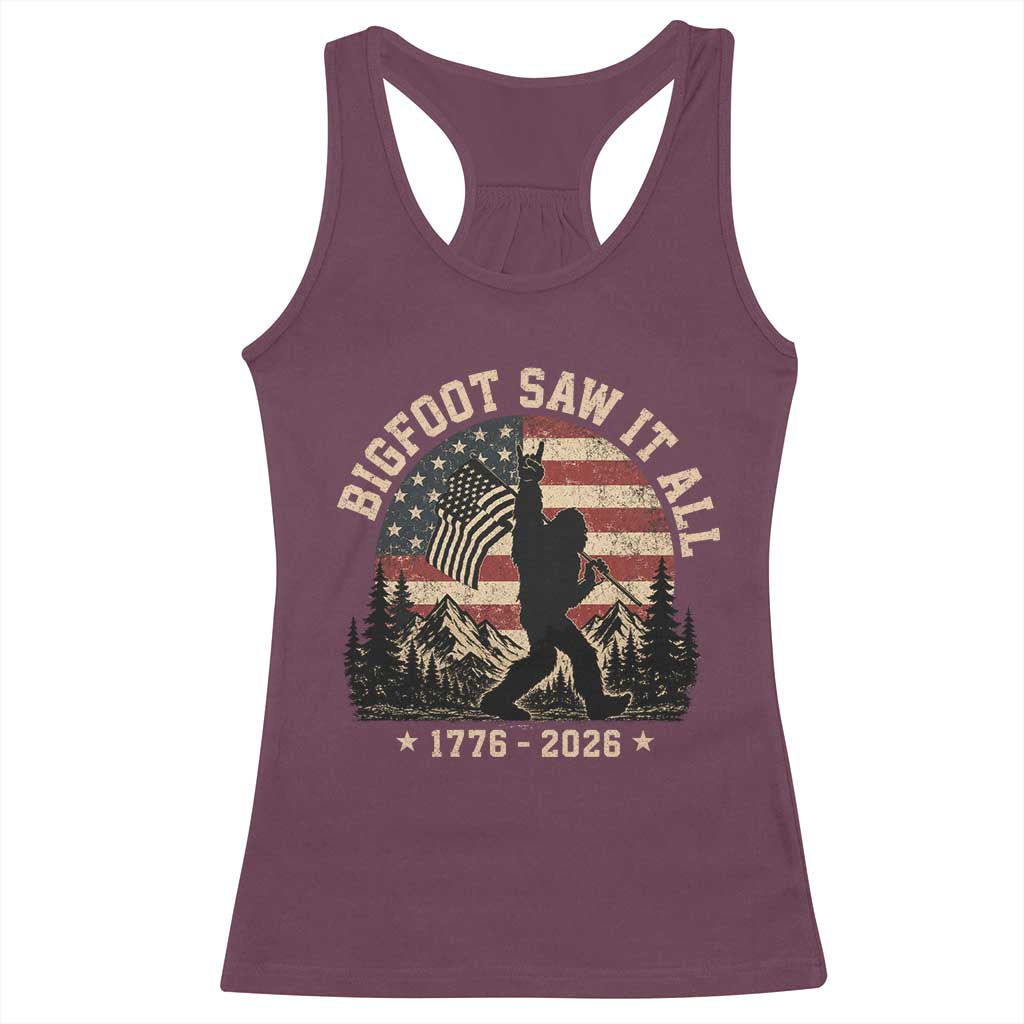 Bigfoot Saw It All 250 Years 1776 2026 4th of July Racerback Tank Top