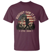 Bigfoot Saw It All 250 Years 1776 2026 4th of July T Shirt