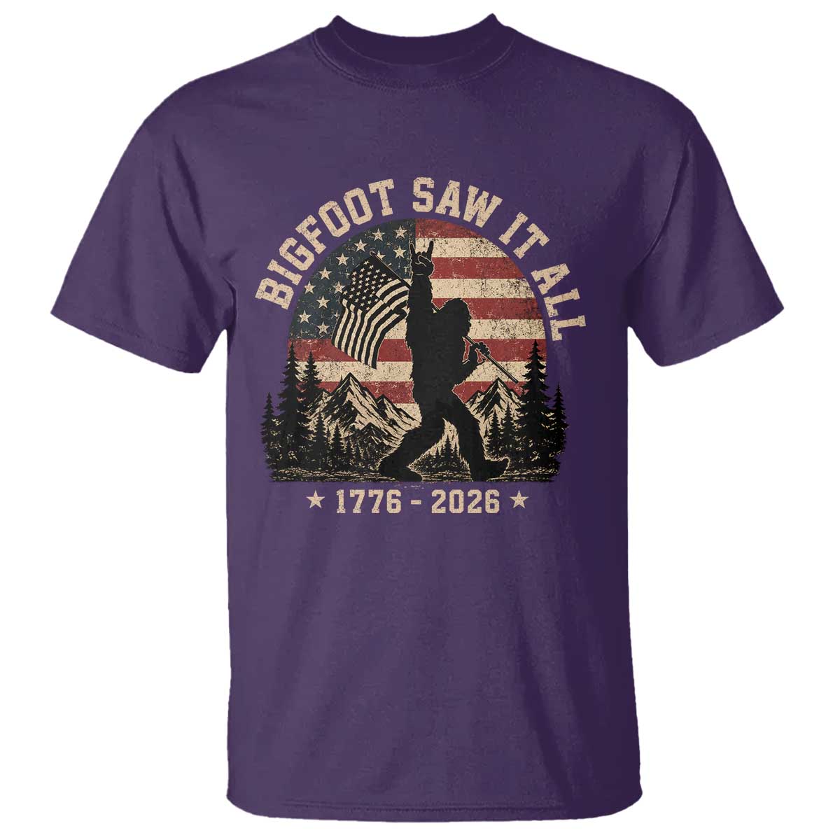 Bigfoot Saw It All 250 Years 1776 2026 4th of July T Shirt