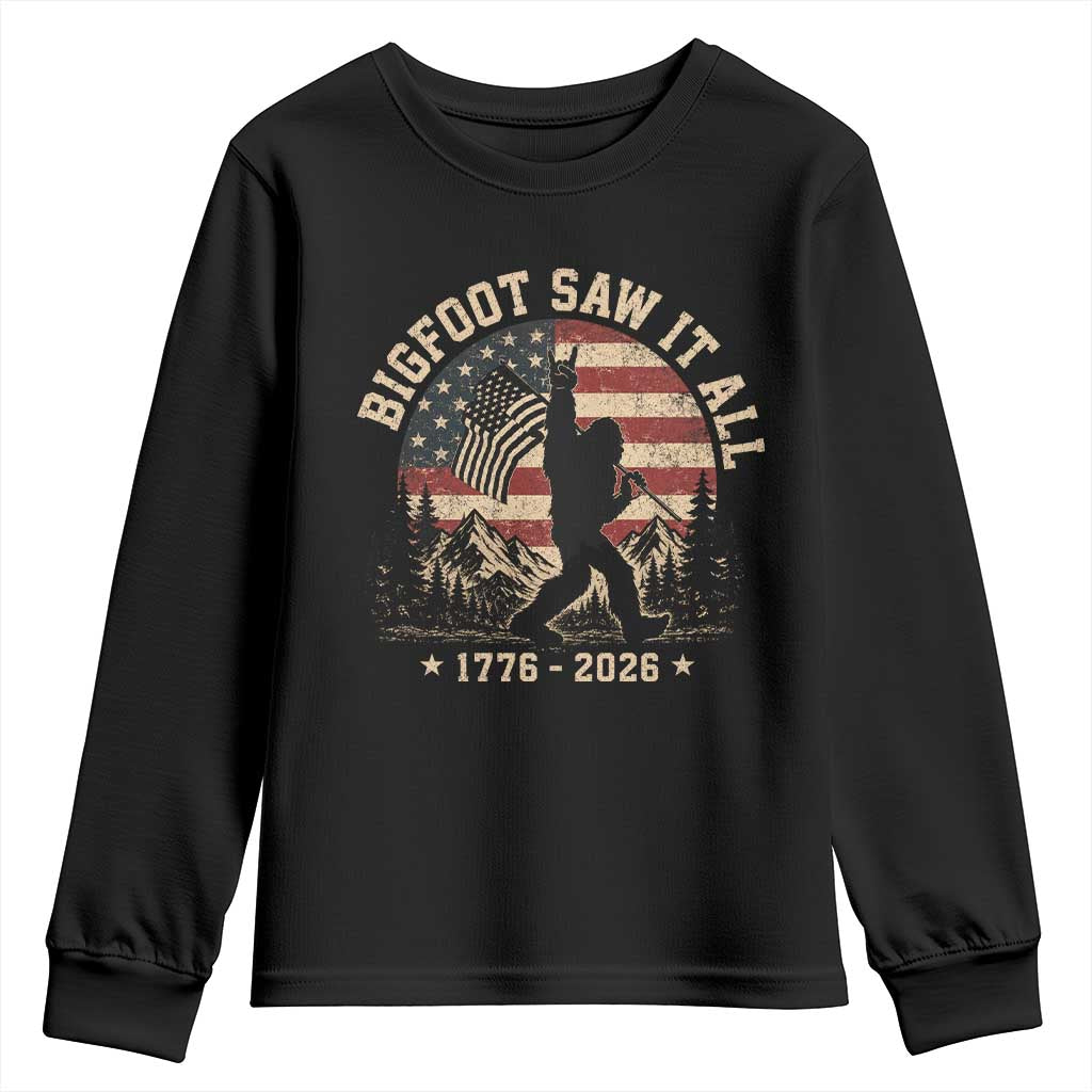 Bigfoot Saw It All 250 Years 1776 2026 4th of July Youth Sweatshirt