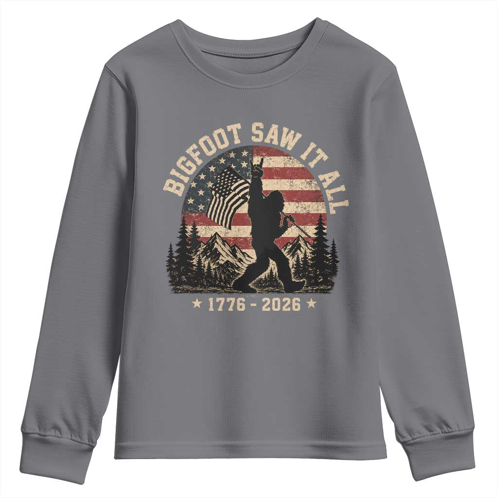 Bigfoot Saw It All 250 Years 1776 2026 4th of July Youth Sweatshirt