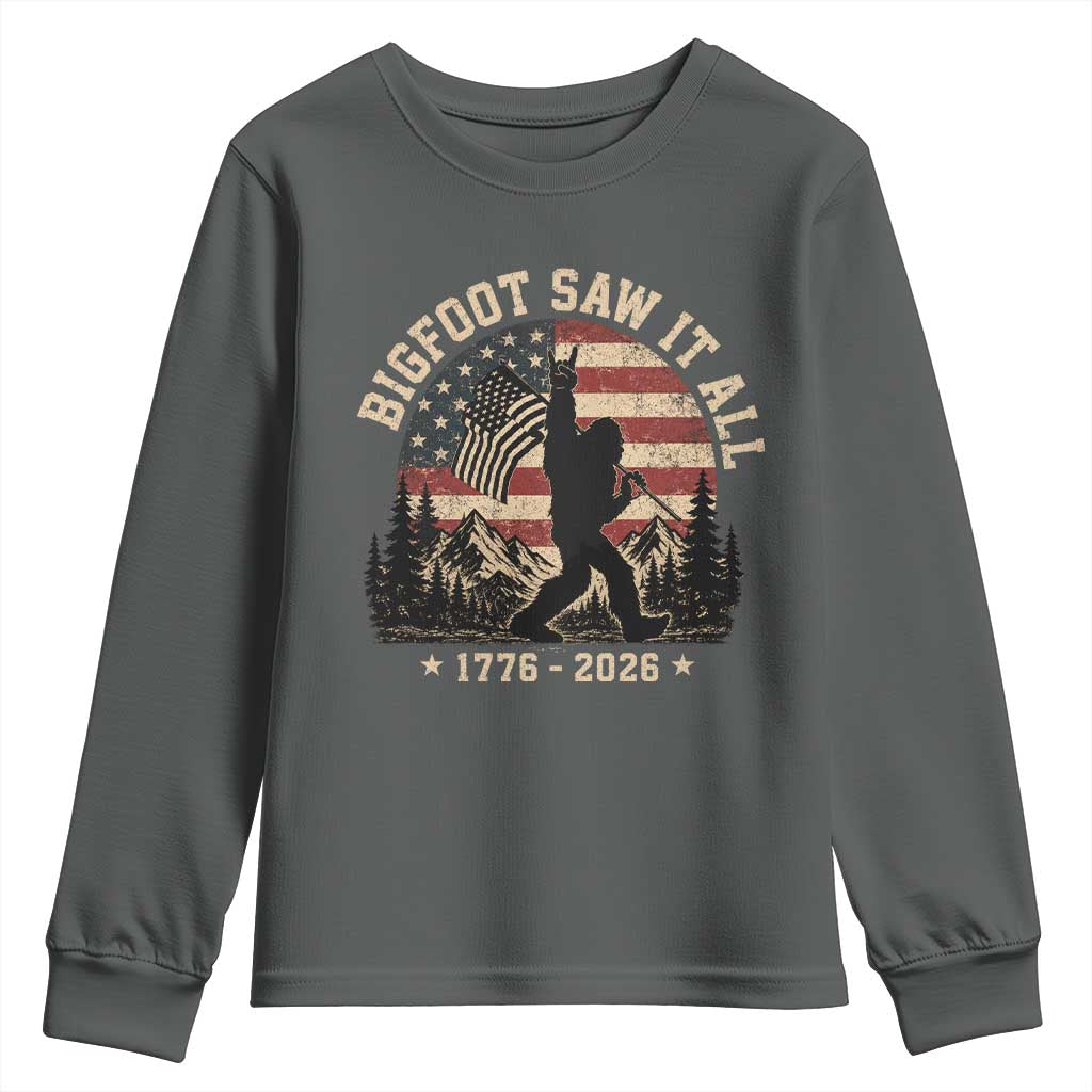 Bigfoot Saw It All 250 Years 1776 2026 4th of July Youth Sweatshirt