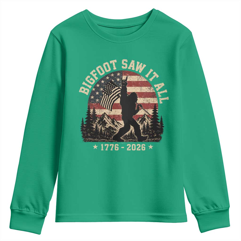 Bigfoot Saw It All 250 Years 1776 2026 4th of July Youth Sweatshirt