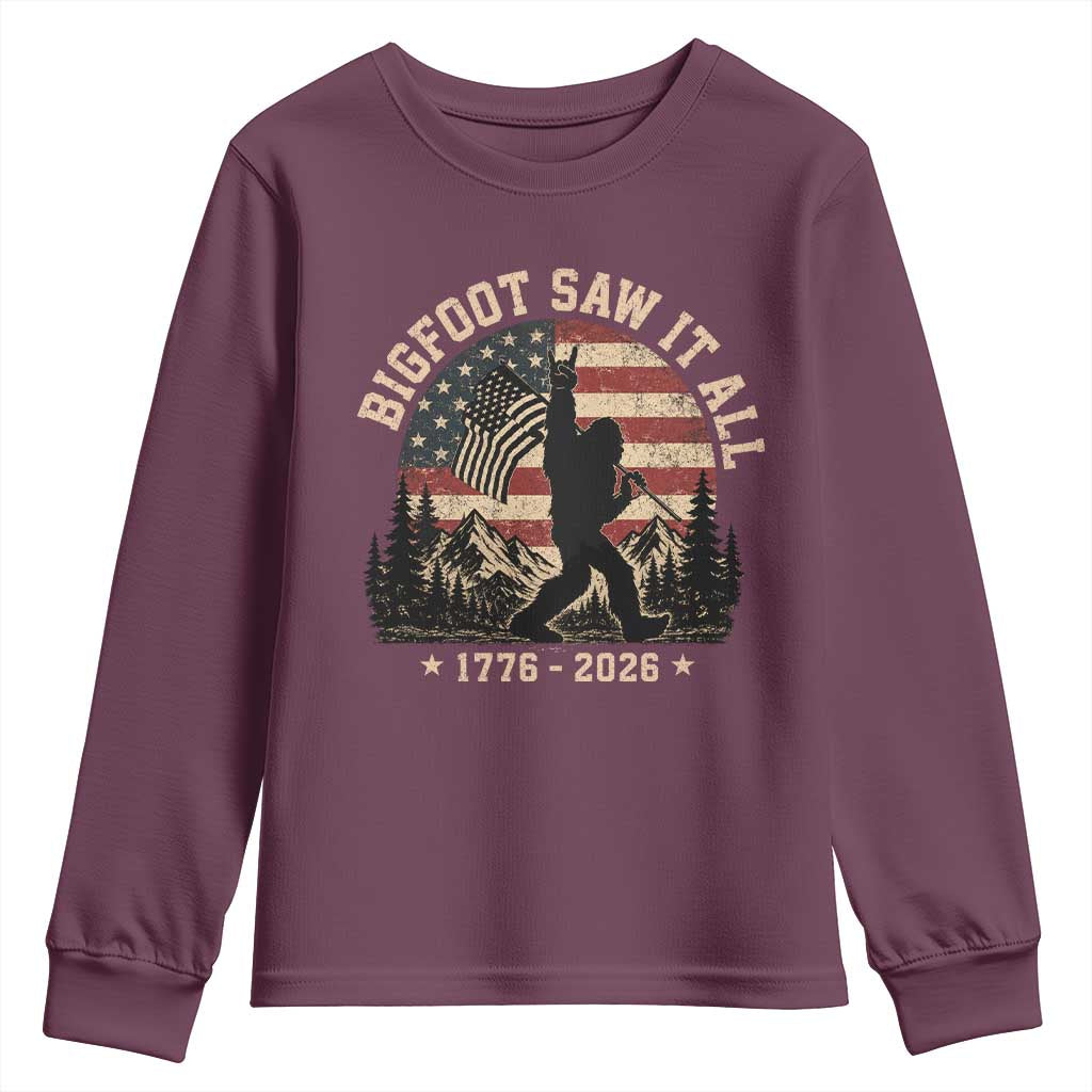 Bigfoot Saw It All 250 Years 1776 2026 4th of July Youth Sweatshirt