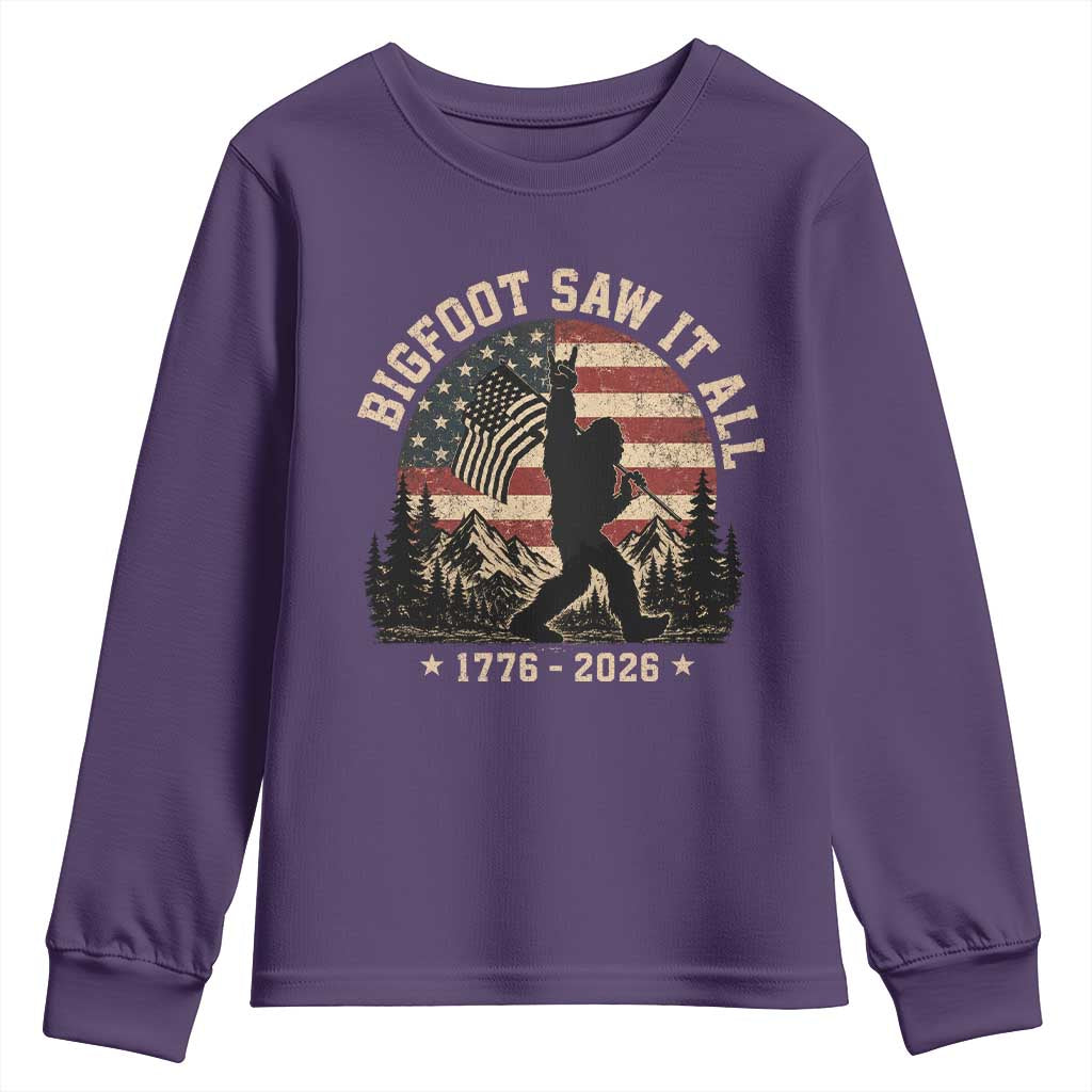 Bigfoot Saw It All 250 Years 1776 2026 4th of July Youth Sweatshirt