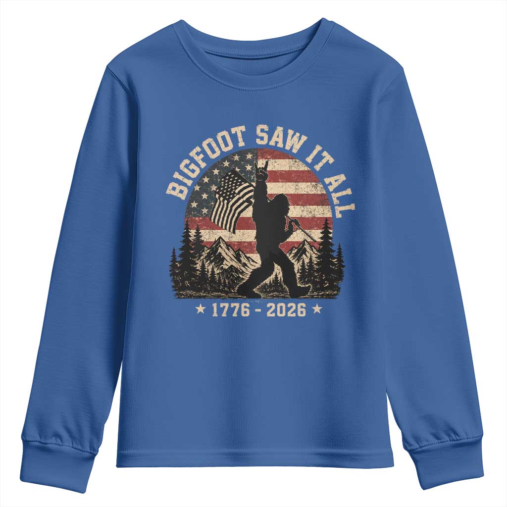Bigfoot Saw It All 250 Years 1776 2026 4th of July Youth Sweatshirt