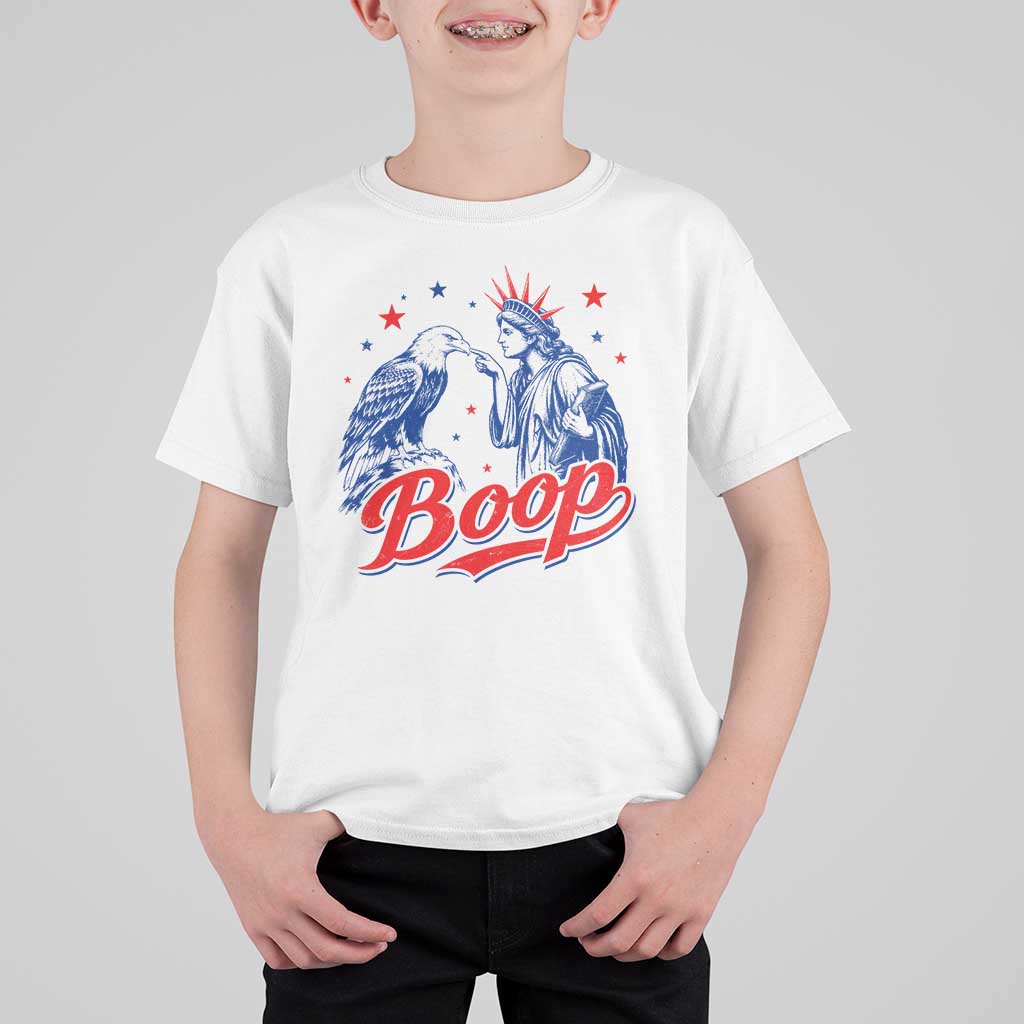 Boop Statue of Liberty and Eagle 4th of July T Shirt For Kid