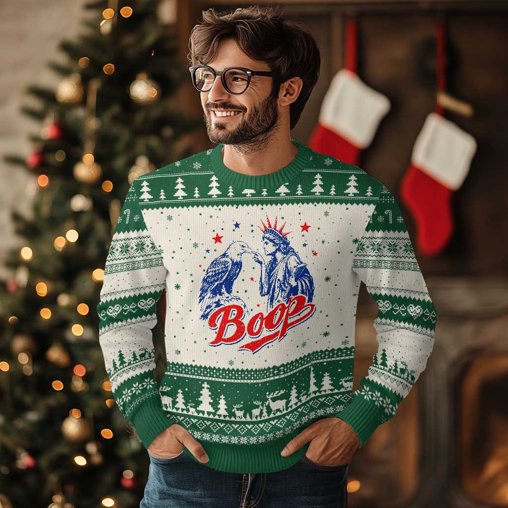 Boop Statue of Liberty and Eagle 4th of July Ugly Christmas Sweater