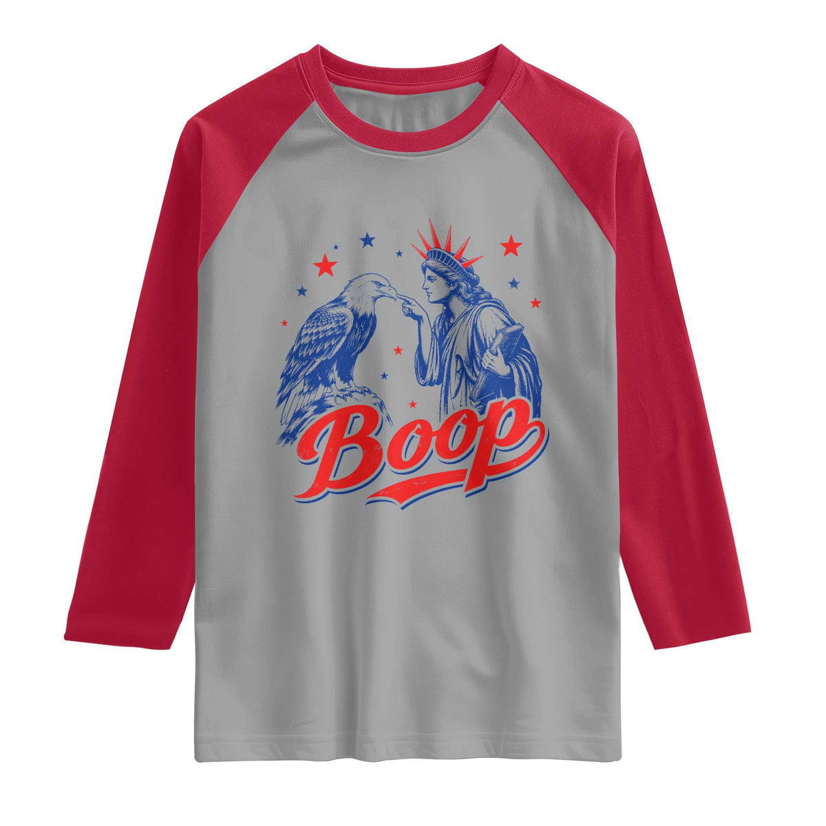 Boop Statue of Liberty and Eagle 4th of July Raglan Shirt