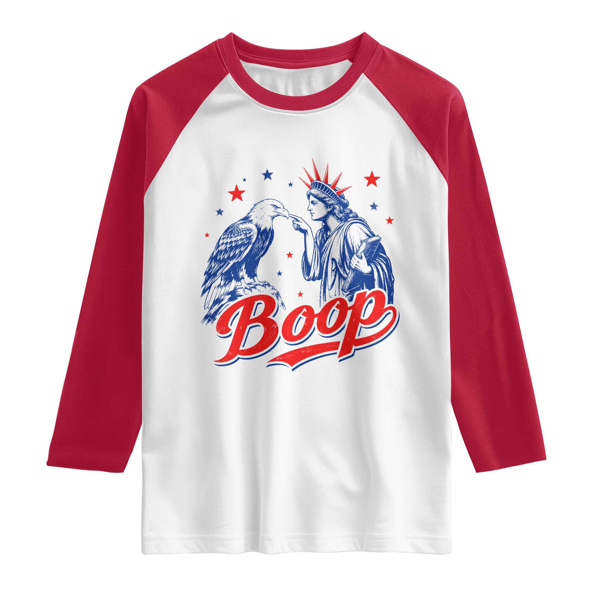 Boop Statue of Liberty and Eagle 4th of July Raglan Shirt