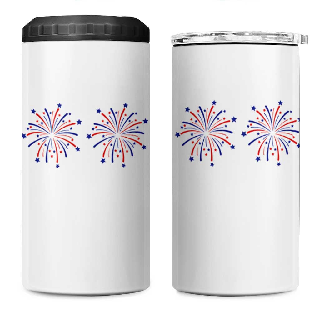 Funny Fireworks 4th of July Adult Humor 4 in 1 Can Cooler Tumbler Just Here for The Fireworks