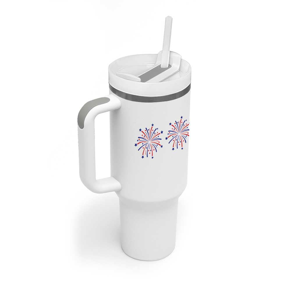 Funny Fireworks 4th of July Adult Humor Tumbler With Handle Just Here for The Fireworks