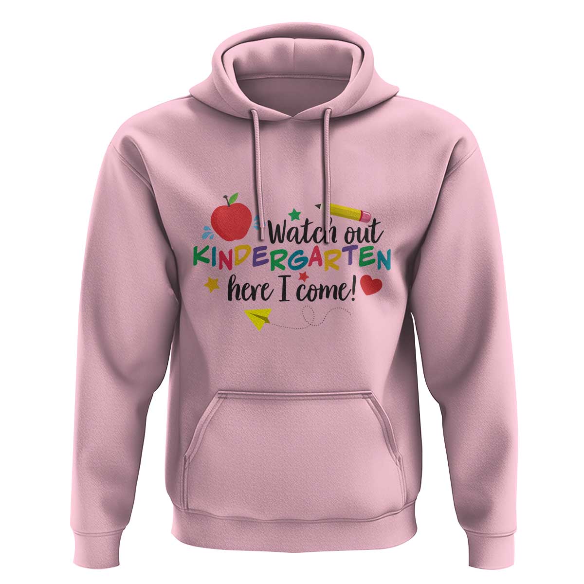 Watch Out Kindergarten Here I Come Hoodie Back To School Clock Apple Pen - Wonder Print Shop