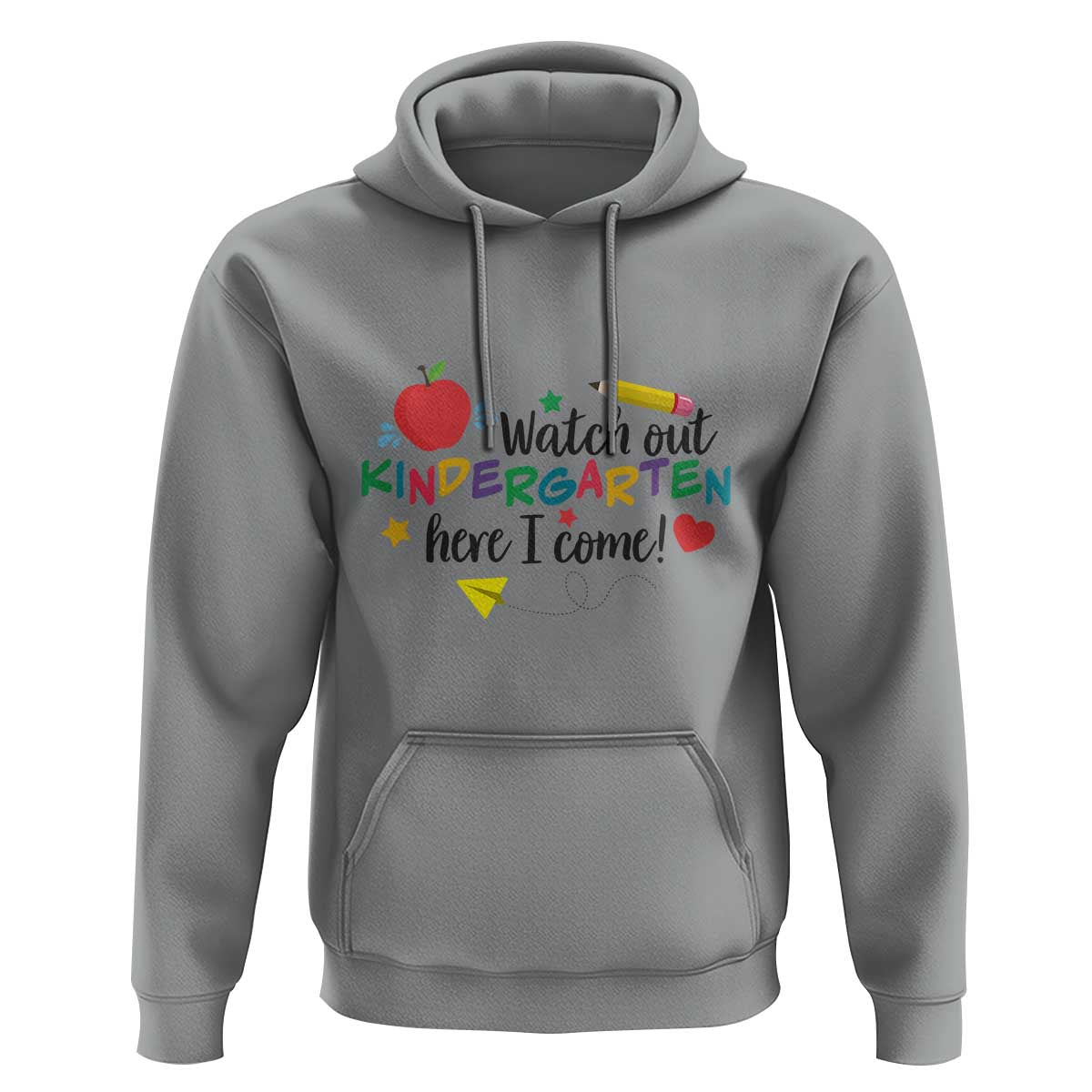 Watch Out Kindergarten Here I Come Hoodie Back To School Clock Apple Pen - Wonder Print Shop