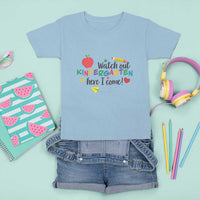 Watch Out Kindergarten Here I Come T Shirt For Kid Back To School Clock Apple Pen - Wonder Print Shop