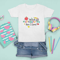 Watch Out Kindergarten Here I Come T Shirt For Kid Back To School Clock Apple Pen - Wonder Print Shop