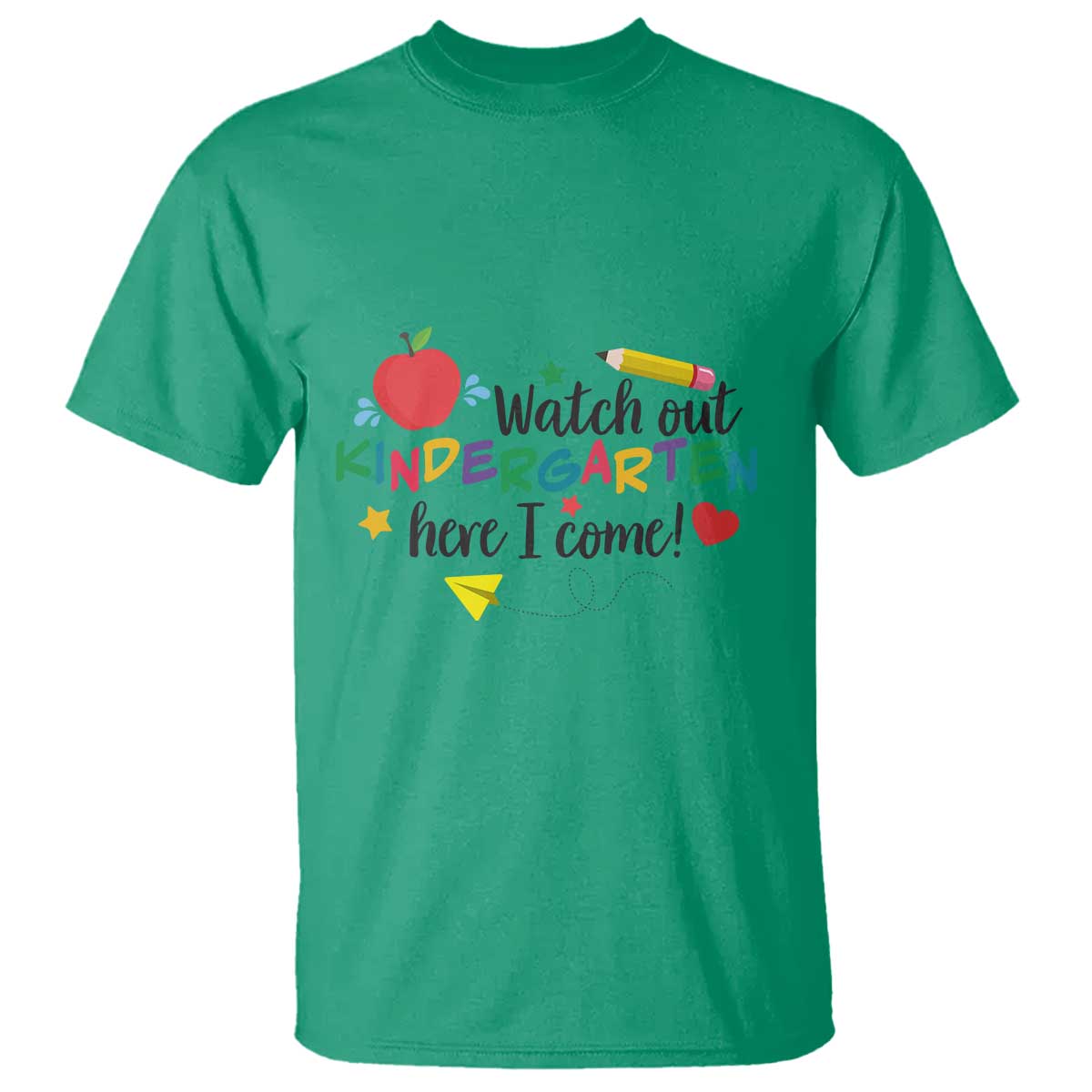 Watch Out Kindergarten Here I Come T Shirt Back To School Clock Apple Pen - Wonder Print Shop