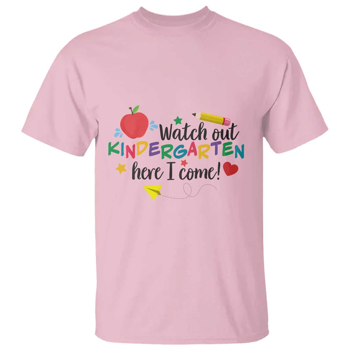 Watch Out Kindergarten Here I Come T Shirt Back To School Clock Apple Pen - Wonder Print Shop