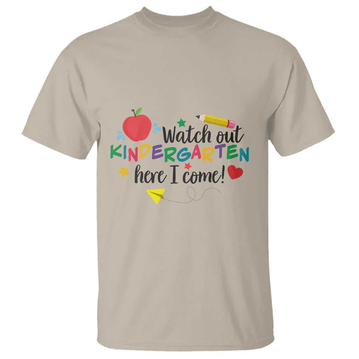 Watch Out Kindergarten Here I Come T Shirt Back To School Clock Apple Pen - Wonder Print Shop