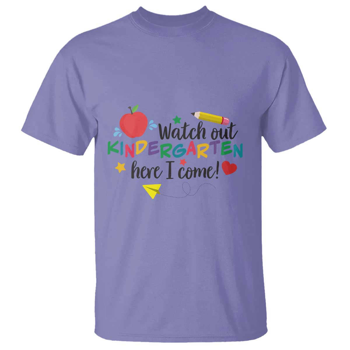 Watch Out Kindergarten Here I Come T Shirt Back To School Clock Apple Pen - Wonder Print Shop