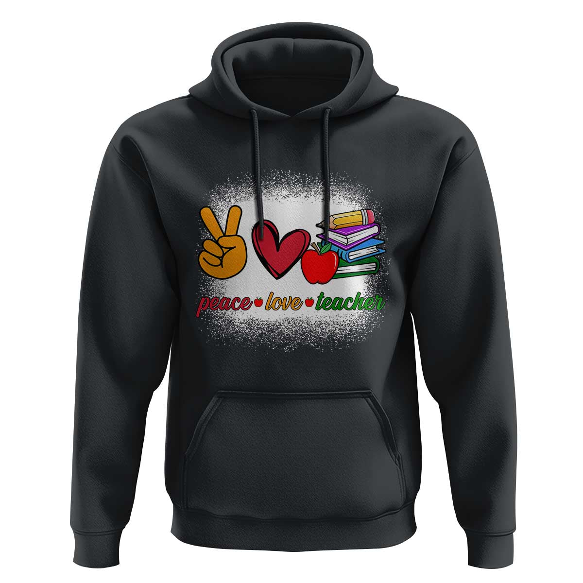 Teacher Hoodie Peace Love Teach Cute Apple Book Pencil - Wonder Print Shop