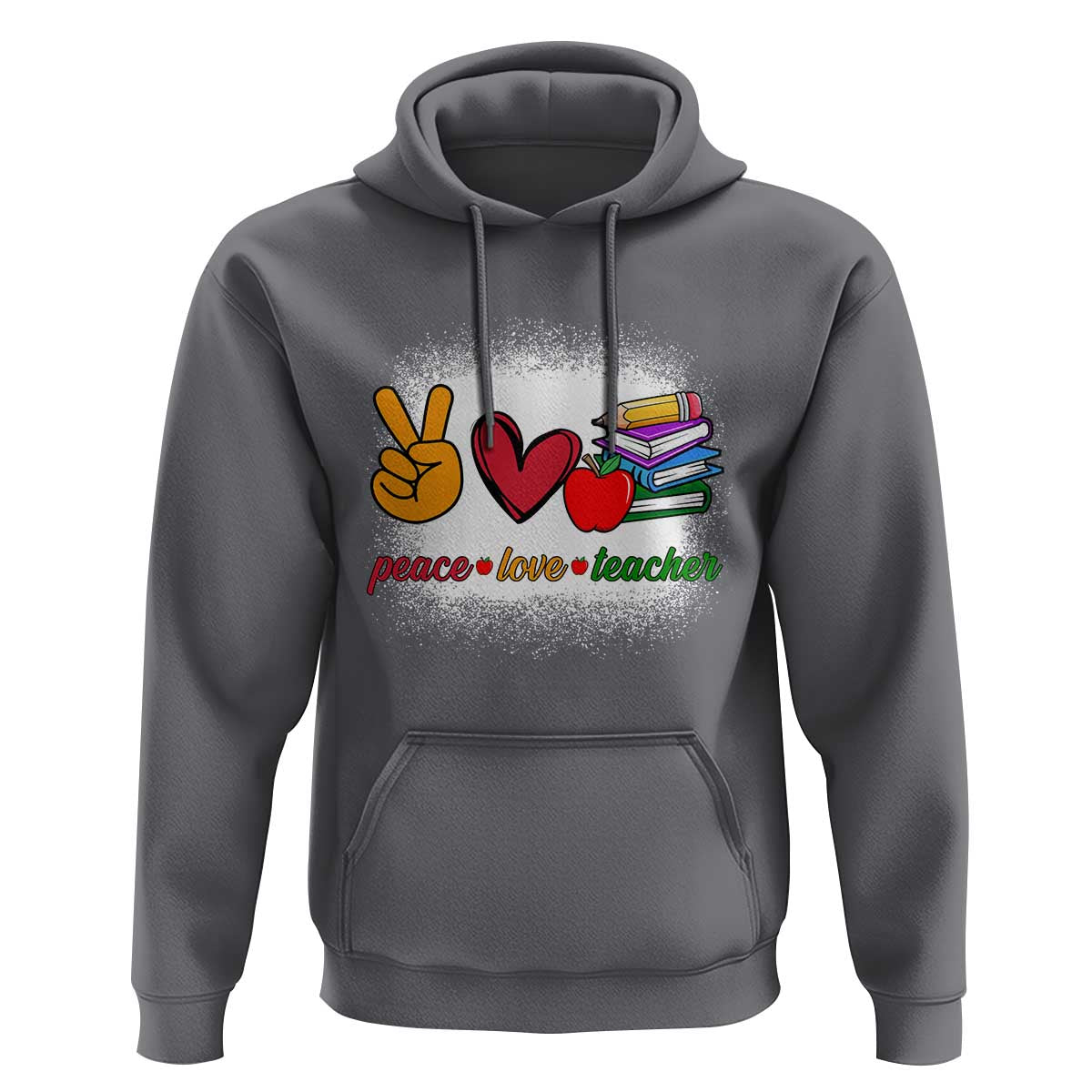 Teacher Hoodie Peace Love Teach Cute Apple Book Pencil - Wonder Print Shop