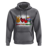 Teacher Hoodie Peace Love Teach Cute Apple Book Pencil - Wonder Print Shop