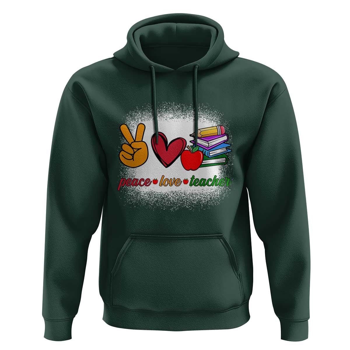 Teacher Hoodie Peace Love Teach Cute Apple Book Pencil - Wonder Print Shop