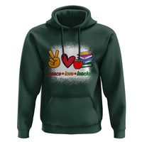 Teacher Hoodie Peace Love Teach Cute Apple Book Pencil - Wonder Print Shop