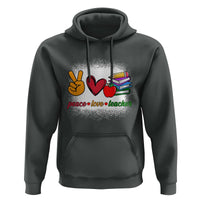 Teacher Hoodie Peace Love Teach Cute Apple Book Pencil - Wonder Print Shop